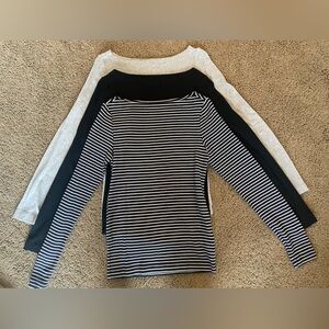 3 pack - long sleeve boat neck Gap basic shirts (stretch, so they are fitted)